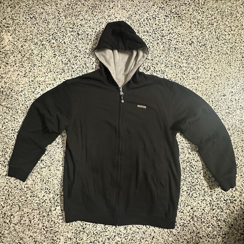 Vintage South Pole Reversible Hoodie Mens Large Black Gray Baggy Full Zip Y2K